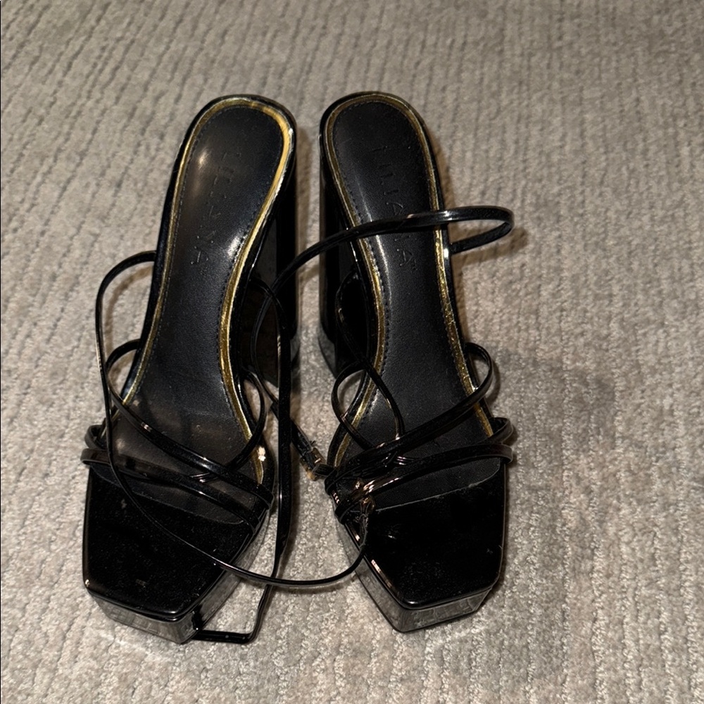 Forever 21 Black Strappy Slingback Heels